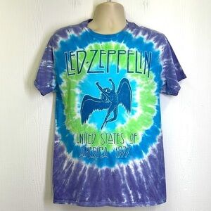 Liquid Blue - Led Zeppelin United States Of America 1977 Tye Dye Graphic Tee Med